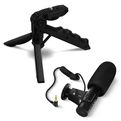 Produktbild von 3,5 mm Kamera Mikrofon Vlogging, Multifunktionsstativ, Muvit – Schwarz