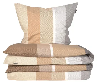 Produktbild von SCHIESSER Bettwäscheset Endy Stripes | Gestreift | Renforcé | 2-teilig | 100% Baumwolle | Angenehm weich & glatt | YKK-Reißverschluss | 135x200 cm + 80x80 cm | Sand