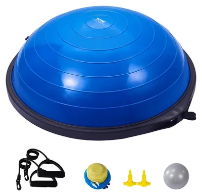 Image de VEVOR Semi-Gymnastikball-Trainer, 66 cm Balance-Ball-Trainer, 680 kg de capacité de charge Balle de stabilité, balle de yoga avec bandes de résistance et pompe à pied, balle de musculation-fitness dans la salle de fitness à domicile, bleu