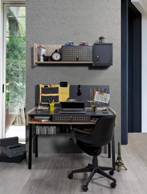 Produktbild von Jugendschreibtisch Dark Point in Grau mit Aufsatz