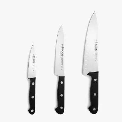 3-teiliges Küchenmesser-Set, Edelstahl, schwarz, spülmaschinengeeignet