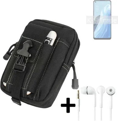 Produktbild von K-S-Trade Gürteltache + Kopfhörer kompatibel mit Oppo Reno7 A 5G Gürtel Tasche Holster Schutz Hülle Handy Hülle  schwarz inkl. Extrafächer