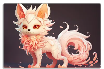 Produktbild von Wallario Frühstücksbrettchen aus Glas 20 x 30 cm mit rutschfesten Füßen, Motiv Rosafarbiger Kitsune