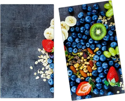 Produktbild von Spritzschutz Herdabdeckplatte Schneidebrett aus Glas Frische Früchte 2-Teilig (60x52cm)