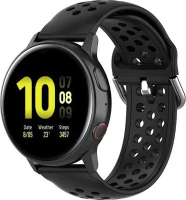 Produktbild von Strap-it Samsung Galaxy Watch Active / Active 2 Silikonarmband mit Löchern (Schwarz)