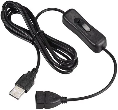 Obrázek produktu pro USB prodlužovací kabel 2 m, černý, s vypínačem pro LED lampy