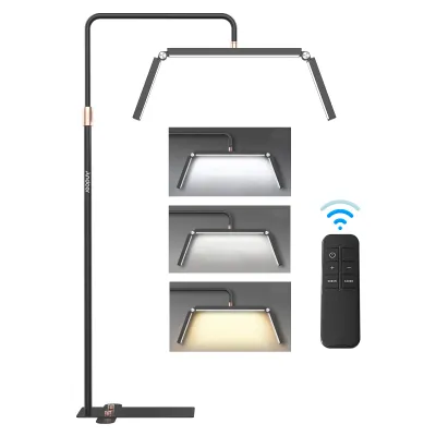 Zdjęcie produktu dla Lampa stojąca LED 40 W z funkcją ściemniania, 3 temperatury barwowe, składana, ze statywem do vlogów, filmów kosmetycznych, gabinetu, salonu, pierścieniowe oświetlenie