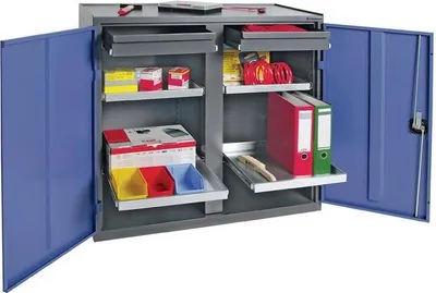 Productafbeelding van PROMAT gereedschapskast, 1000x1000x500 mm, afsluitbaar, met 2 lades en 4 planken