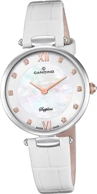 Produktbild von Candino Leder Damen Uhr Analog Elegant Armbanduhr weiß Elegance D2UC4669/3