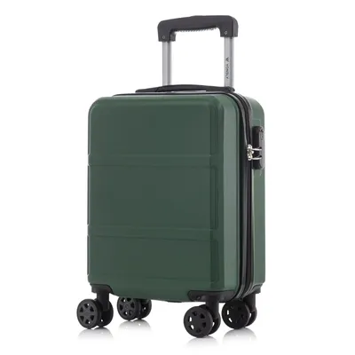 Produktbild von Koffer Trolley Reisekoffer Suitcase, Rollkoffer Handgepäck ,mit 4 Rollen360°, Hartschalenreisekoffer, Zahlenschloss, Weicher Gummigriff (S,Dunkelgrün)
