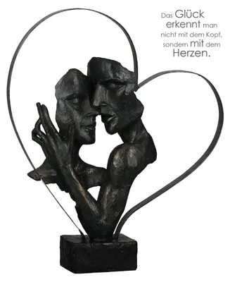 Immagine prodotto di Gilde Skulptur, Herz, "Essential", Paarmotiv, Metall, Poly, bronzefarben, VE 1, L. 9.5 cm, B. 32 cm, H. 37 cm 89312 4001250893127
