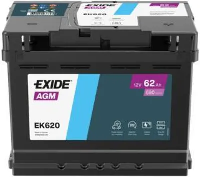Produktbild von Exide EK620 Start-Stop AGM 12V 62Ah 680A Autobatterie