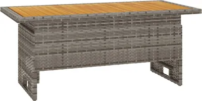 Immagine prodotto di Tavolo da giardino grigio 100x50x43/63 cm in legno di acacia e poly rattan