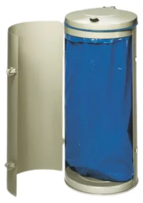 Produktbild von Robuster Abfallsammler mit Deckel & Einflügeltür | 120 Liter, HxBxT 98x50x50cm | Stahl | Grau