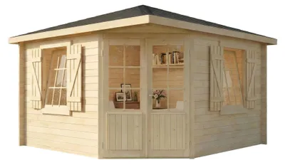 Produktbild von Alpholz 5-Eck Gartenhaus Monica Royal 368x368cm Natur 28mm Wandstärke