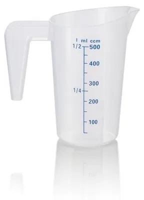 Produktbild von 12x Messbecher, Ø 10 cm, 0,5 ltr., mit 50 ml Skalierung, Polypropylen