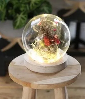 Produktbild von LED-Glaskugeln mit Holzsockel Rund Ø13cm (1 Stück) [IFS-29488]
