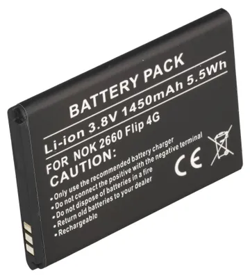 Zdjęcie produktu dla Bateria pasująca do telefonu Nokia 2660 Flip 4G, litowo-jonowa, 3,8 V, 1450 mAh, 5,5 Wh