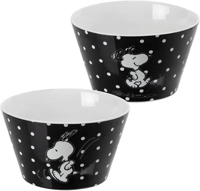 Produktbild von The Peanuts Schüssel Snoopy - Müslischale Schale Schwarz mit Punkten Porzellan 500ml