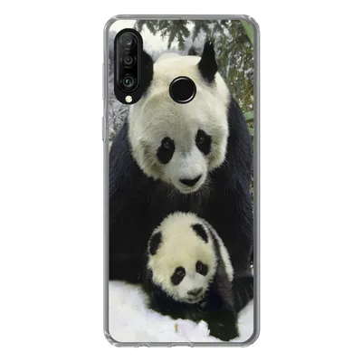 Produktbild von MuchoWow® Handyhülle Schutzhülle Hülle für Huawei P30 Lite Panda - Jungtier - Schnee Silikon Softcase Handy Hülle - Handyhülle
