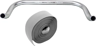 Produktbild von Bullhorn Fixie Singlespeed Lenker [Silber 440 mm] mit Lenkerband Grau