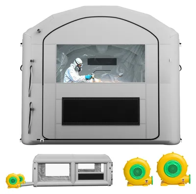 Produktbild von VEVOR Aufblasbare Lackierkabine 6x3x2,5 m Spritzkabine Lackierzelt Grau, mit 550-W- & 750-W-Gebläse Aktivkohlefiltration PVC-Fenster für ATV Motorrad & Mittelgroße Möbel Tragbar