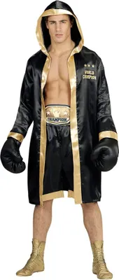 Produktbild von Männer Boxer Champion Umhang mit Gürtel, Hose, Handschuhe  - Boxermantel Set M/L - 50-52