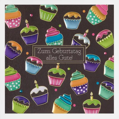 Produktbild von Geburtstag Prisma Collection unverpackte Glückwunschkarte mit Briefumschlag verschiedene Muffins