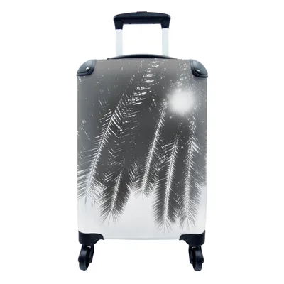 Produktbild von MuchoWow® Koffer Handgepäck Trolley Rollkoffer Kleine Reisekoffer mit 4 Rollen - Palmenblätter - Tropisch - Sonne - Palme - Cabin Size < 55x40x23 cm & 55x40x20 cm - Fotokoffer - Kabinenkoffer - Boardgepäck - Reise-Box - Reisekoffer - Reisegepäck - Koffer mit Bild - Trolley für Kinder