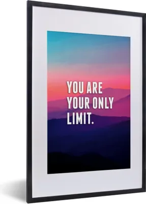 Produktbild von MuchoWow® MuchoWow® Gerahmtes Poster Sprichwörter - Zitate - 'Du bist deine einzige Grenze'. 40x60 cm - Poster mit zchwarzem Bilderrahmen - Poster in Rahmen