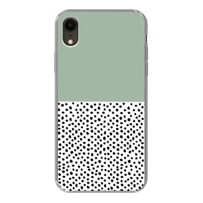 Produktbild von MuchoWow® Handyhülle Schutzhülle Hülle für iPhone XR Polka dots - Grün - Schwarz Silikon Softcase Handy Hülle - Schutzdeckel