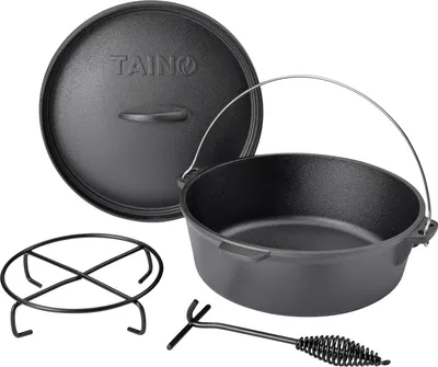 Produktbild von TAINO Dutch Oven 6L Gusseisen Ø 30cm Feuertopf Deckelheber Grillzubehör Dopf