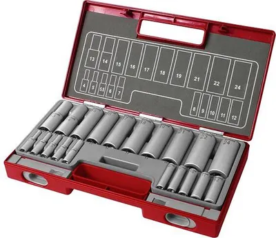 Produktbild von Fortum 4700012 20-teiliger Steckschlüsselsatz, verlängert, 1/4", 1/2"