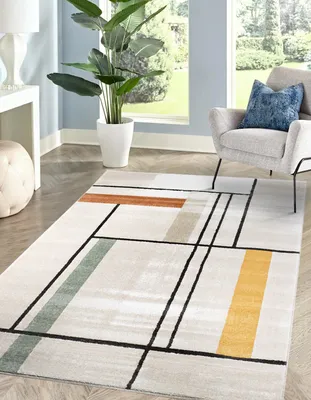 Produktbild von Kurzflorteppich BOX, Designer-Teppich für Wohnzimmer, Esszimmer und Schlafzimmer, Weiß, 80x150cm