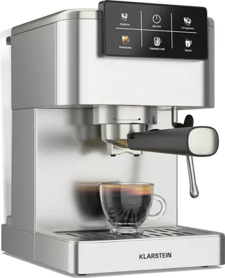 Image de Klarstein SteelPresso Touch Machine à Café Grain – 20 Bars, 1350W, Écran Tactile, Mousseur de Lait, Réservoir 1.5L, Acier Inoxydable, Expresso & Cappuccino