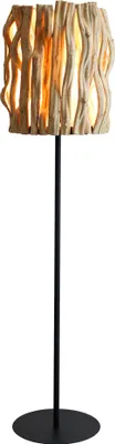Produktbild von SalesFever Stehleuchte in Fackeloptik 175 cm | Schirm Treibholz | Gestell Metall | B 33 x T 33 x H 140 cm | natur – schwarz