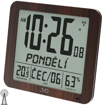 Produktbild von JVD DH9335.2 Wanduhr Tischuhr Funk digital Datum Temperatur braun