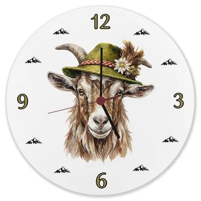 Produktbild von Ziege mit alpenländischem Trachtenhut Wanduhr aus Alu