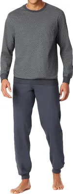 Produktbild von Schiesser Herren Schlafanzug lang dunkelgrau Serie Comfort Essentials 100 % Baumwolle