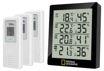 Produktbild von NATIONAL GEOGRAPHIC Thermo-Hygrometer 4 Messbereiche schwarz