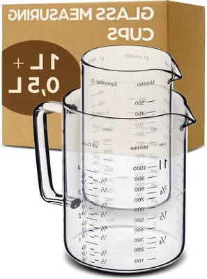 Produktbild von Famanu Messbecher hitzebeständig 1L & 500ml - präzise Skala, ideal zum Backen und Kochen