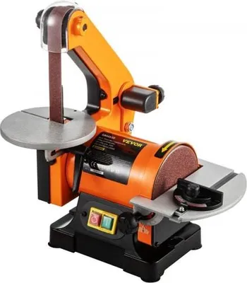 Produktbild von VEVOR Elektrischer Bandschleifer, 5 Zoll, elektrischer Band- und Tellerschleifer, 300 W, Schleif- und Poliermaschine, 2950 U/min, variable Geschwindigkeit, Metall-Tischschleifmaschine, Werkstatt-Schleifmaschine