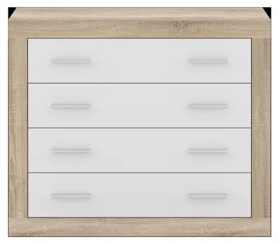 Immagine prodotto di Cassettiera 4 cassetti rovere con frontali colore bianco Sara 98x40x82h
