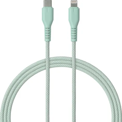 Immagine prodotto di Cavo QUALO Nylon USB-C per Lightning – 1,5 m, 2,4 A, Verde Menta QKN-CL-21 Ricarica Rapida 12W