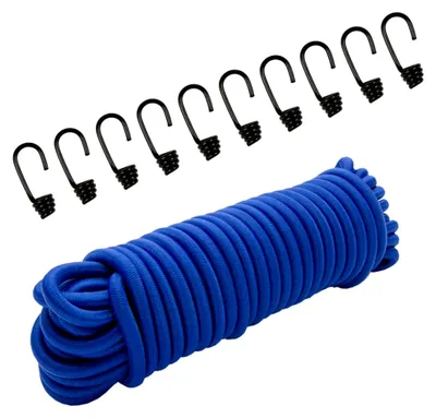 Produktbild von Gummiseil 20 m Blau 8 mm mit 10 Spiralhaken