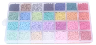 Produktbild von 14.000 Stück Armbandperlen, 28 Farben, 2 mm große Glasperlen für Schmuckherstellung und DIY-Projekte
