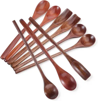 Produktbild von 9 Stück Lange Holz-Honiglöffel, 20 cm, Wiederverwendbar