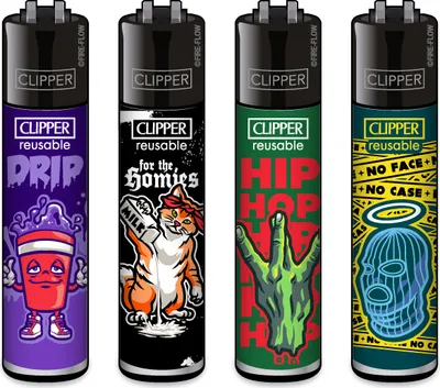 Produktbild von Clipper® Feuerzeuge 4er Set: Hip Hop Slogan 1
