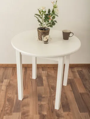 Produktbild von Tisch Kiefer massiv Vollholz weiß lackiert Junco 234B (rund) - Durchmesser 80 cm