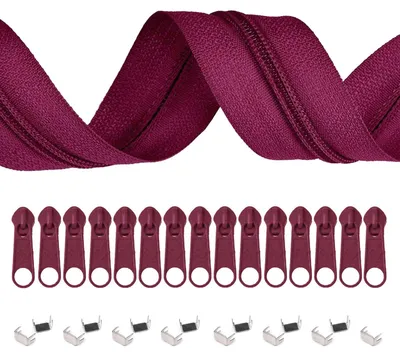 Produktbild von 6m Endlos-Reißverschluss 5mm mit 15 Zippern und 15 Endstücke freie Farbwahl, Farbe:S143 sangriarot